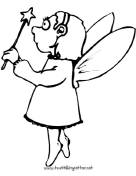 Little Fairy With Magic Wand Coloring Page
