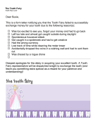Tooth Fairy No Show Excuse Checklist