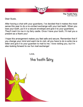Tooth Fairy Letter Mail Exchange