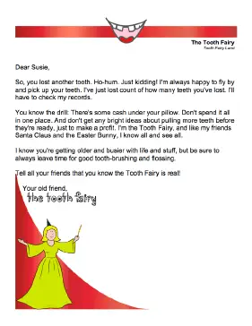 Tooth Fairy Letter — Older Child