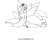 Fairy Sitting In Flower Coloring Page