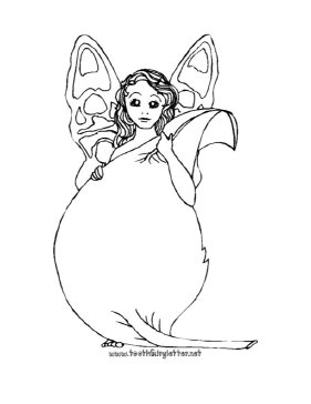 Fairy With Big Leaf Coloring Page