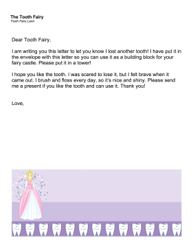 Letter To Tooth Fairy Mailing Tooth