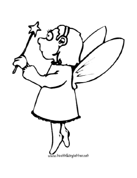 Little Fairy With Magic Wand Coloring Page