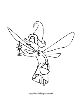 Surprised Fairy With Star Coloring Page