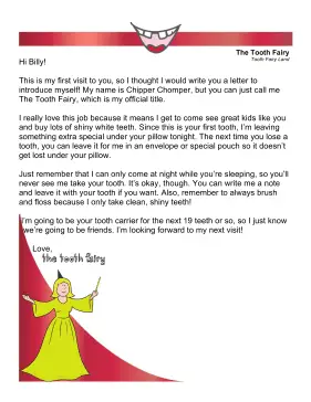 Tooth Fairy Introduction Letter