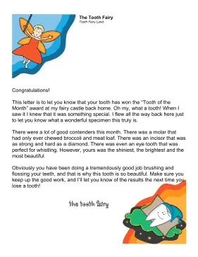 Tooth Fairy Letter Best Tooth Certificate