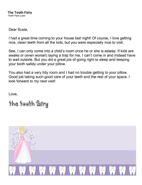 Tooth Fairy Letter — Child Asleep