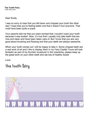 Tooth Fairy Letter — Chipped Tooth