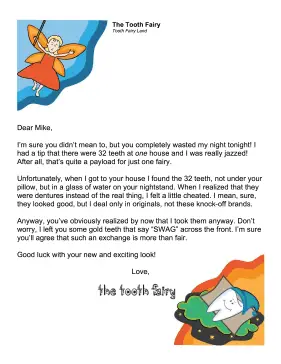 Tooth Fairy Letter — Dentures