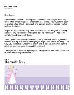 Tooth Fairy Letter Found Tooth