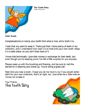 Tooth Fairy Letter — Letting Child Keep Tooth