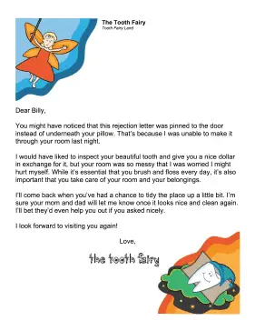 Tooth Fairy Letter — Messy Room