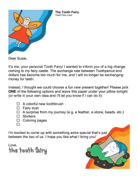 Tooth Fairy Letter Money Alternatives