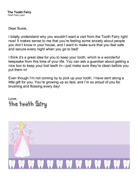 Tooth Fairy Letter No Visit