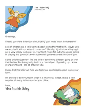 Letter for Child Scared to Lose Tooth