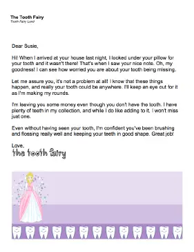 Tooth Fairy Letter — Tooth Is Missing