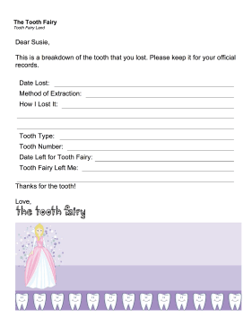 Tooth Fairy Letter — Tooth Record