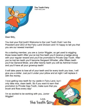 Tooth Fairy Letter — Welcome to Club