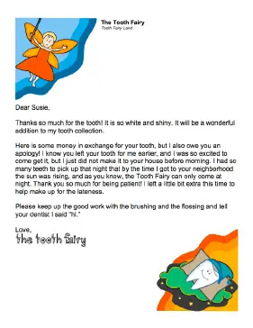 Tooth Fairy Letter — Fairy Came Late