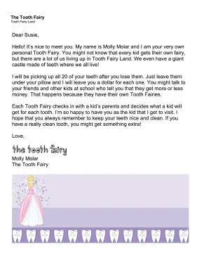Tooth Fairy Letter — Your New Fairy