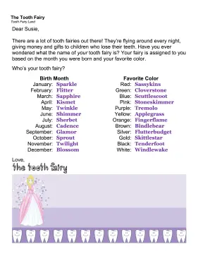 Tooth Fairy Name List