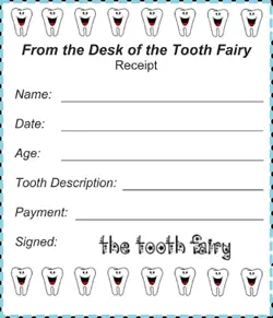 Tooth Fairy Receipt (4 per page)
